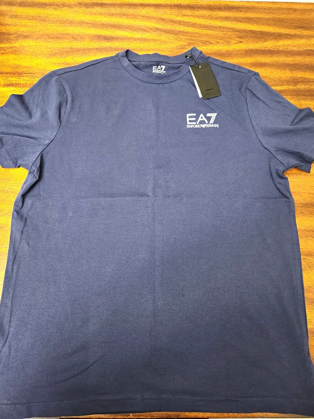 EA7 Emporio Armani XXL Navy Blue T-Shirt with Logo and Back Stripe Detail
